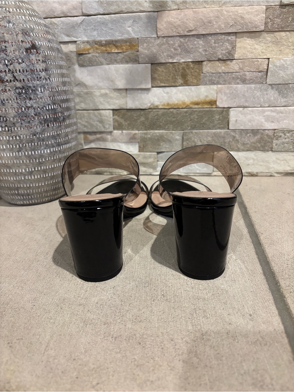 Chinese Laundry Clear Chunky Heel Slide Sandals - Picture 6 of 12